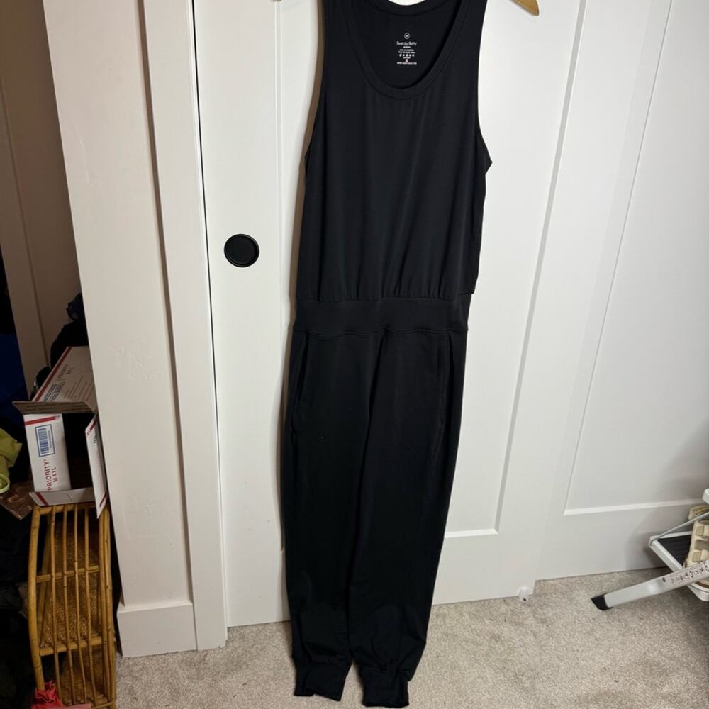 Sweaty Betty Gary Black Soft & Stretchy Racerback Active Jumpsuit Size Medium - Picture 2 of 7